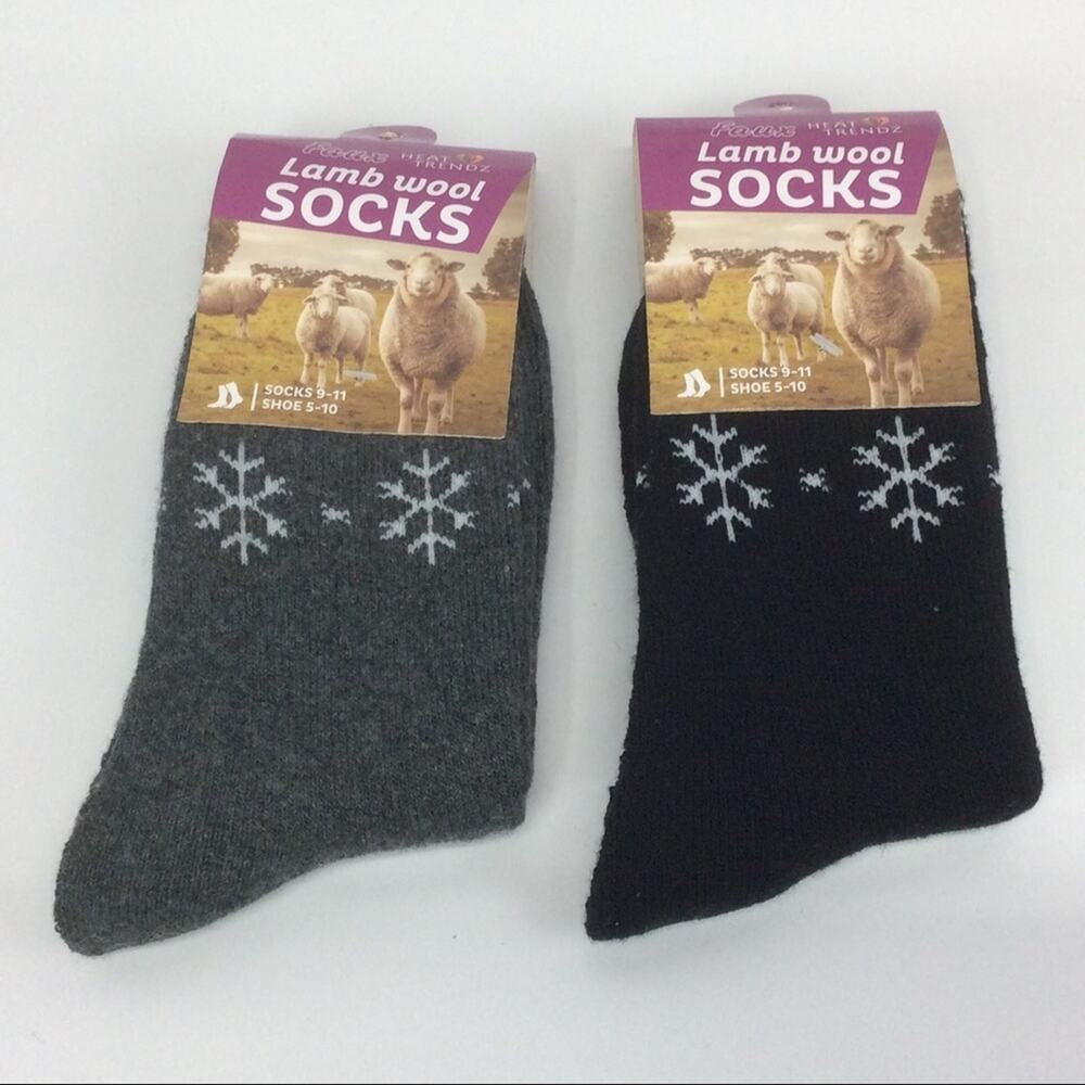 Heat Trendz Women's Socks Wool Blend Size 9-11 Gray & Black 2 Pair Hiking Winter